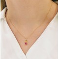 Pingente Menina Zircônia Coração Rosa + Corrente Cartier Em Ouro 18k 